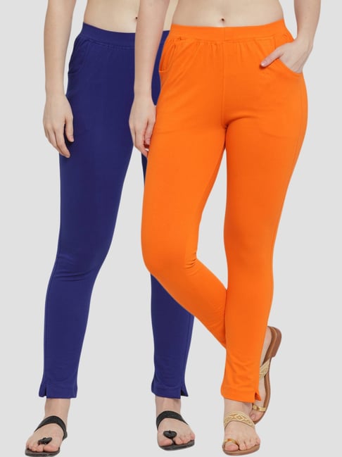 Buy Gracit Black & Orange Mid Rise Leggings - Pack Of 3 for Women Online @  Tata CLiQ