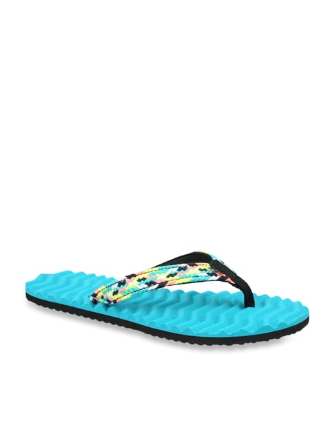 Reebok Women's Webbing Teal Blue & Yellow Flip Flops