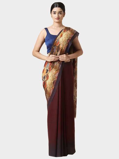 Taneira Multicolor Printed Saree Without Blouse Price in India