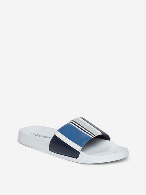 Buy SOLEPLAY by Westside Multicolour Striped Slides Online at best