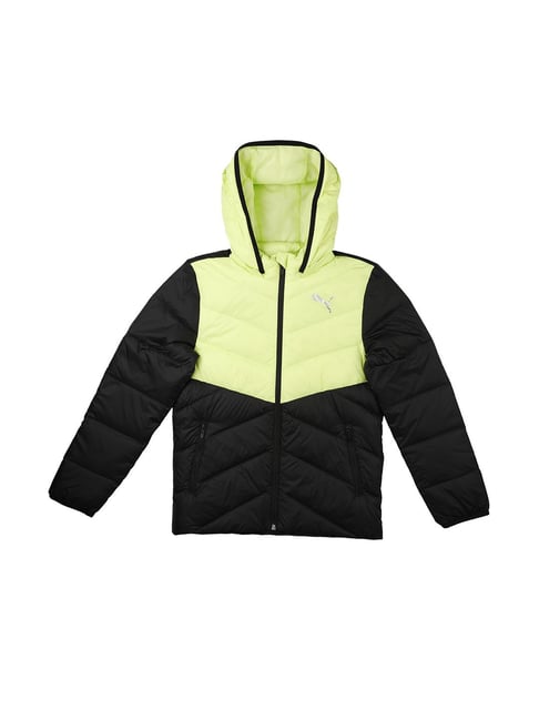 Puma Kids Packlite Green & Black Quilted  Hooded Jacket