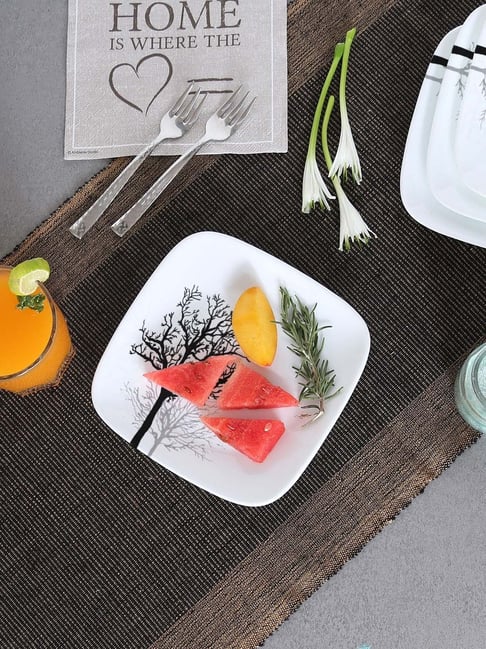 Buy Corelle Timber Shadow Vitrelle Glass Square Medium Plates