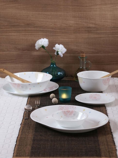 Corelle Pom Pom Vitrelle Glass 21 Piece Dinner Set