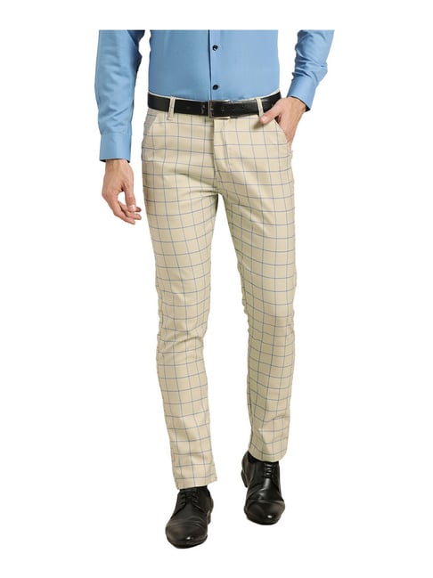Buy online Blue Check Flat Front Trousers Formal Trouser from Bottom Wear  for Men by Tahvo for 1659 at 35 off  2023 Limeroadcom