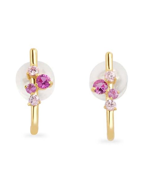 Mia by Tanishq Amethyst Bloom 14k Gold Earrings for Women