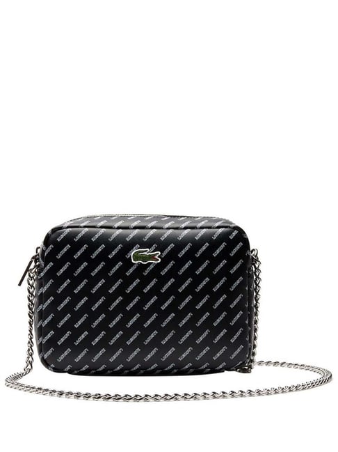 Buy Lacoste Black Relive Medium Logo Chain Handle Cross Body Bag