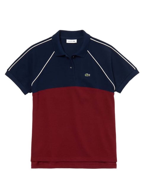 Lacoste Navy Blue Pinot-Flour Slim Fit Colorblock Cotton Petit Pique Polo  T-Shirt
