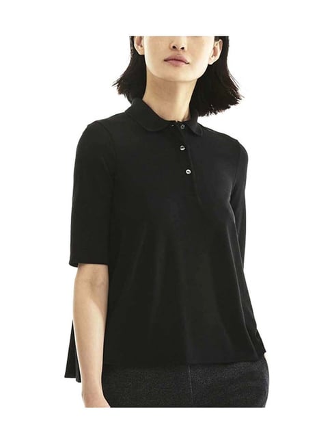 Buy Lacoste Black Regular Fit Polo T-Shirt for Women Online Tata