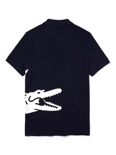 Buy Lacoste Navy Blue Oversized Crocodile Print Polo T-Shirt for