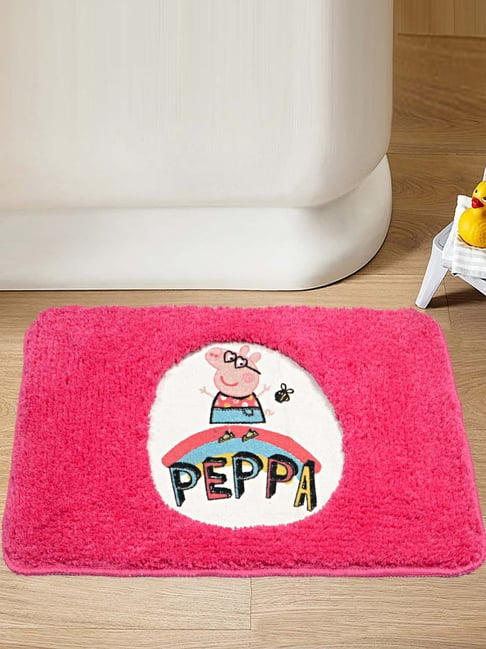 Saral Home Peppa Pig Pink Microfibre 1458 GSM Kids Bath Mat - Set of 1