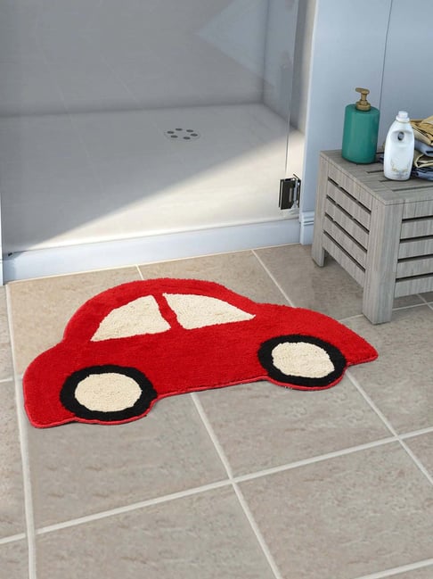 Saral Home Red & Cream Microfibre 1033 GSM Kids Floor Mat - Set of 1