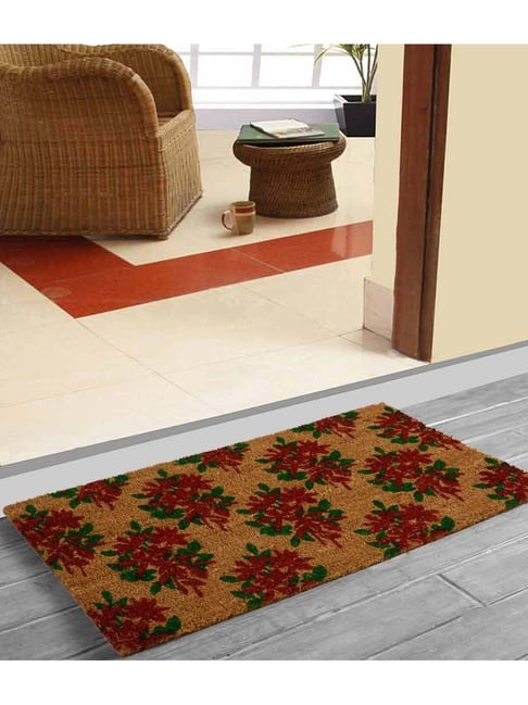 Saral Home Red & Brown Coir 6296 GSM Door Mat - Set of 1