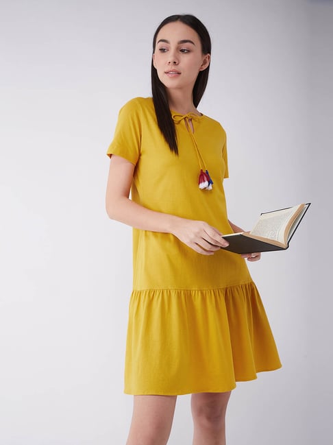 Miss Chase Mustard Cotton Night Dress-picture-46