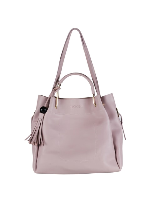 Mochi Pink Solid Medium Tote Handbag With Pouch Price in India