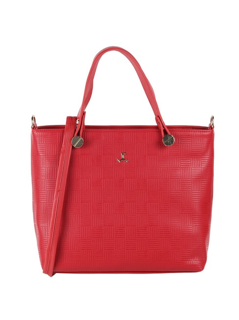Metro Red Solid Medium Tote Handbag Price in India
