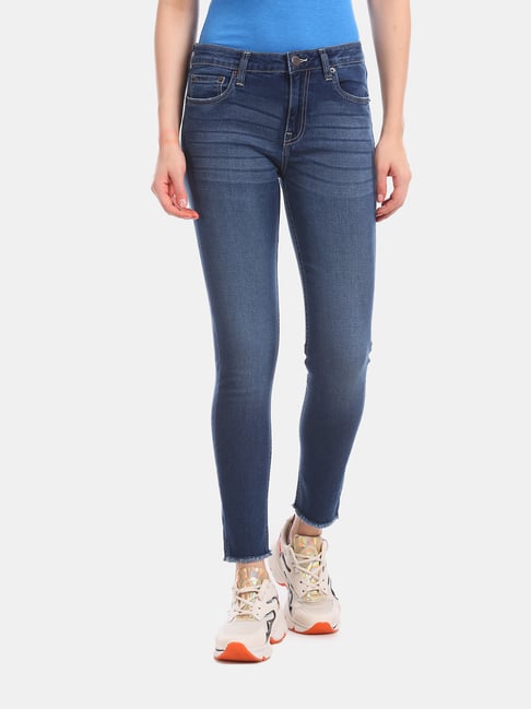 Aeropostale Blue Skinny Fit Lightly Washed Low Rise Jeans