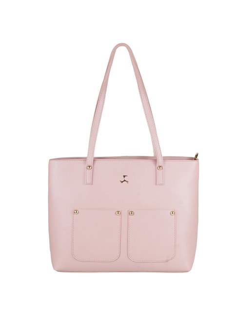Mochi Pink Solid Medium Tote Handbag Price in India