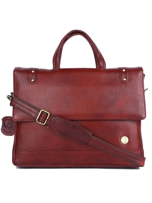 HiLEDER 100% Pure Genuine Premium NDM Leather Briefcase Laptop Messenger  Satchel Office Bag, Brown