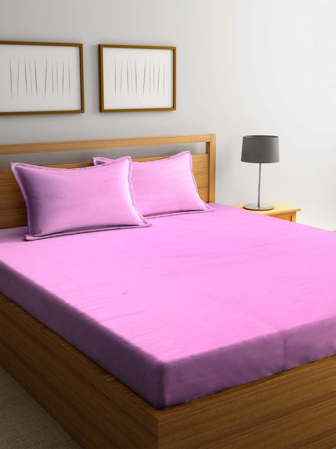 HOSTA HOMES Pink Cotton Satin 300 TC Bed Sheet Set-picture-20