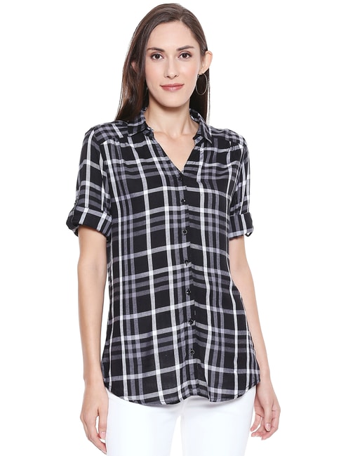 RECAP Black & Grey Plaid Pattern Shirt Price in India