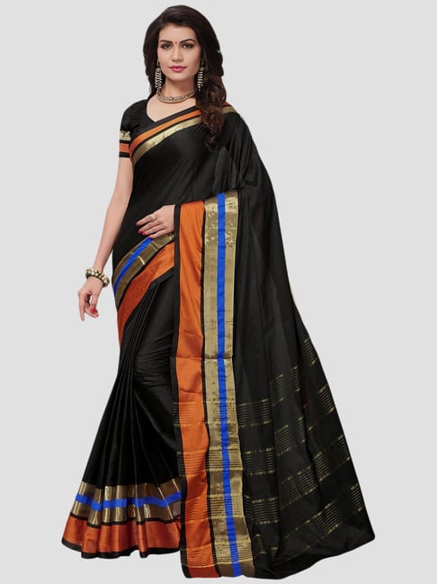 Saree Mall Black Saree With Unstitched Blouse Price in India