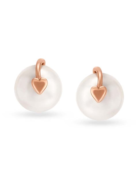 Traditional Diamond White and Rose Gold Earrings with Drops