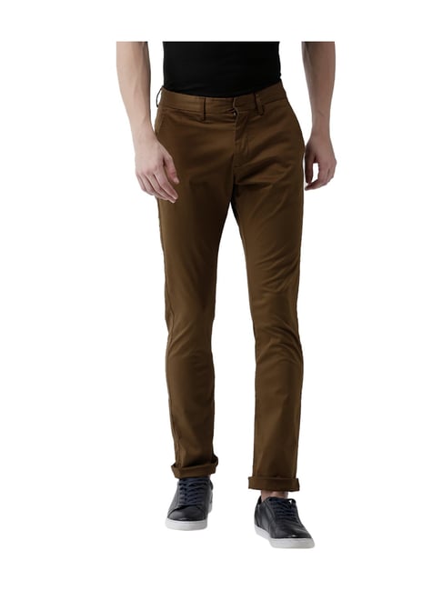 Buy CELIO Brown Solid Linen Straight Fit Mens Trousers  Shoppers Stop