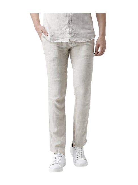 Buy celio Light Grey Slim Fit Linen Trousers for Men Online Tata CLiQ