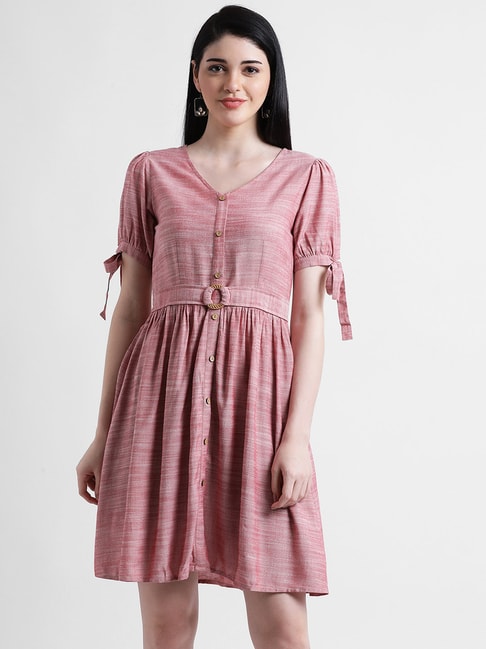 Zink London Pink Textured Dress Price in India