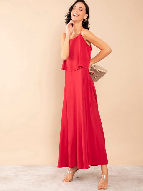 zink london red maxi dress