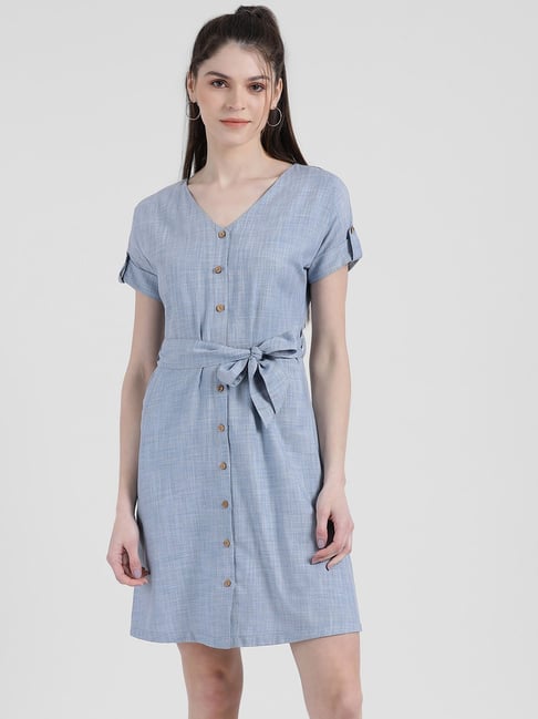 Zink London Blue Textured Dress Price in India