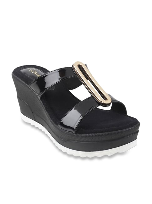 Catwalk Women's Glam Black Casual Wedges