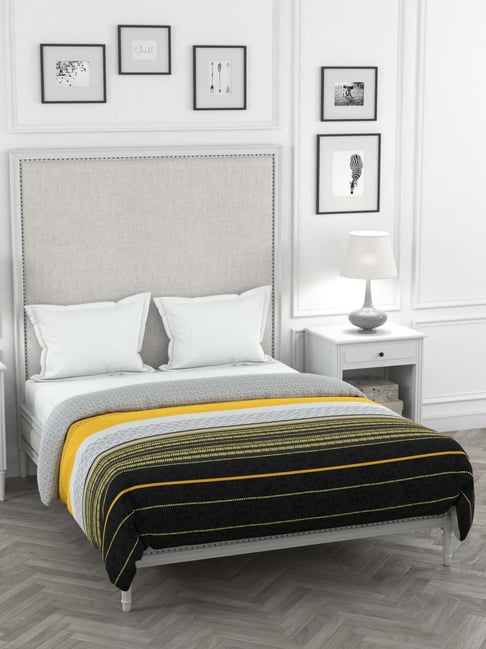 Buy Portico New York Premium Black Yellow Cotton 144 Tc Comforter Set Of 1 Online At Best Prices Tata Cliq