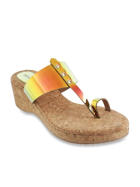 Mochi Women's Yellow Toe Ring Wedges Price in India