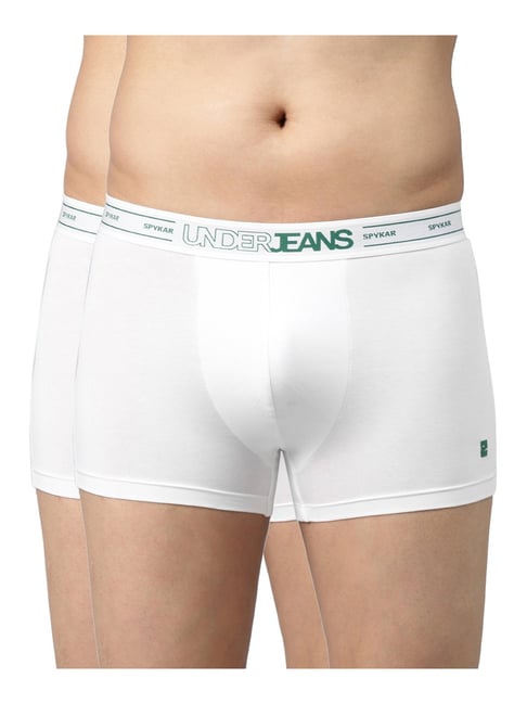 UnderJeans by Spykar White Trunks - Pack of 2-picture-42