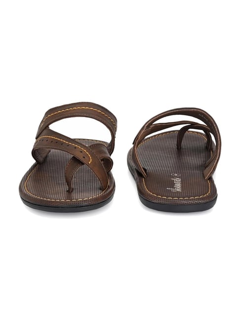 Buy Shences Mens Brown Cross Strap Sandals For Men At Best Price