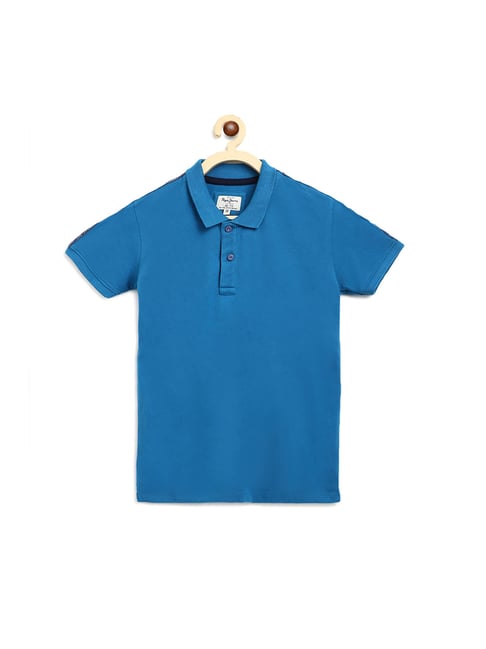 Pepe Jeans Kids Blue Solid Polo T-Shirt