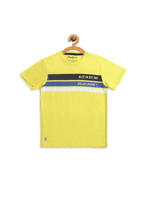 Pepe Jeans Kids Yellow Printed T-Shirt