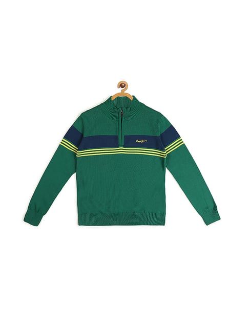 Pepe Jeans Kids Green Striped Sweater