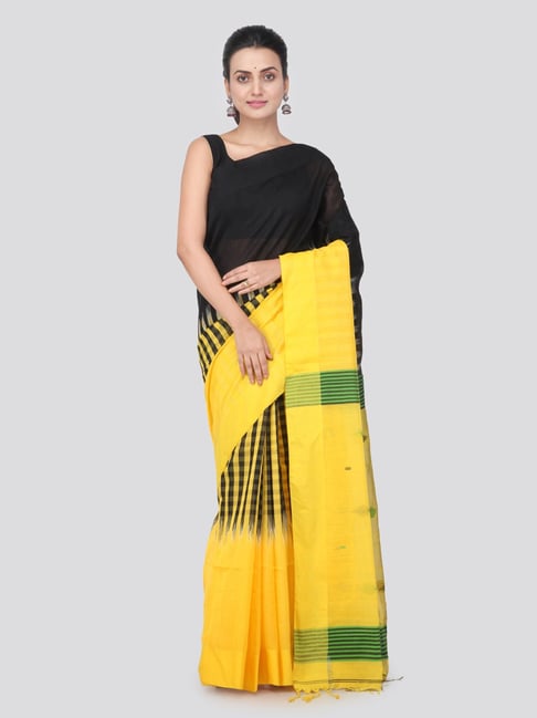 Buy Poshvariety Women'S Yellow Chiffon Lace Border Work Saree - POSH - 149  at Amazon.in