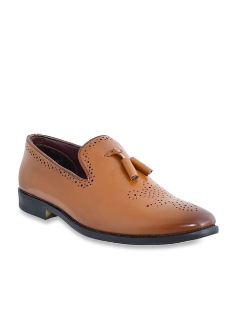 Carlton London Men's Tan Formal Slip-Ons