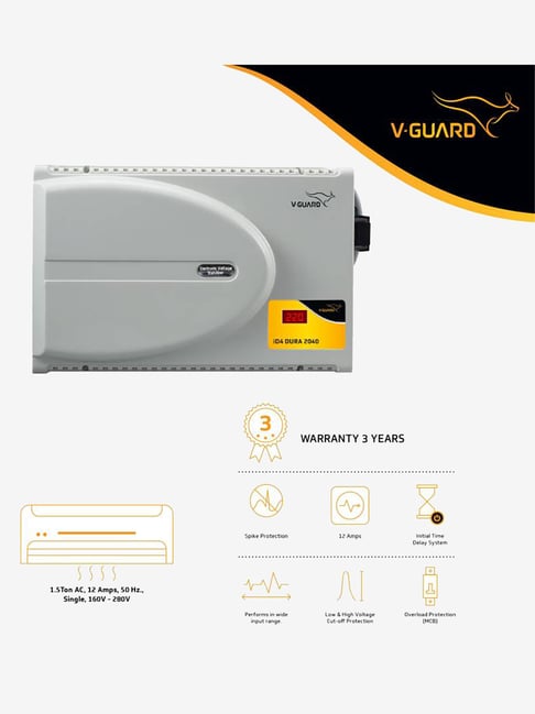 Buy V-Guard iD4 Dura 2040 (160 V - 280 V) Voltage Stabilizer Upto 1.5