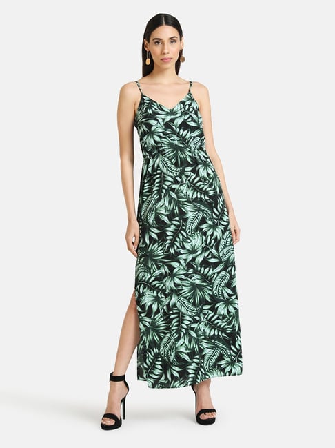 Kazo Black & Green Tropical Dress Price in India