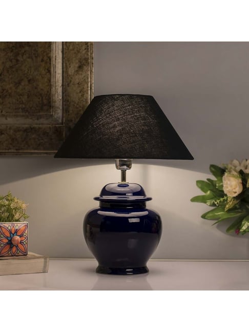 Homesake Navy Ceramic Guard Shaped Table Lamps with Black Shade Set of