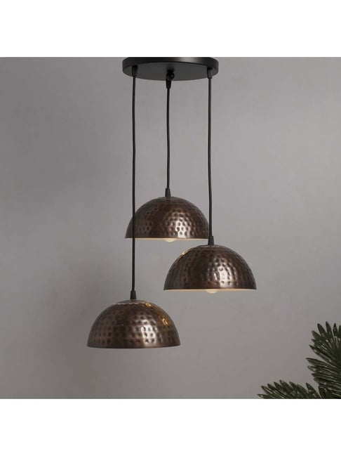 Homesake 3-Lights Round Cluster Brown Metal Hammered Pendant Light - Set of 1-picture-45