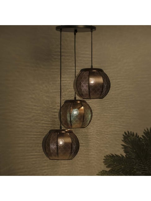 Homesake 3-Lights Round Cluster Brown Metal Classic Moroccan Pendant Light - Set of 1-picture-13