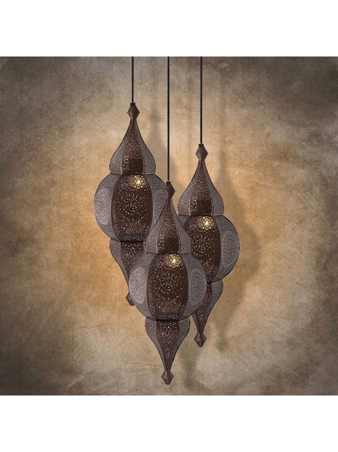 Homesake 3-Lights Round Cluster Brown Metal Classic Moroccan Nargis Pendant Light - Set of 1-picture-31