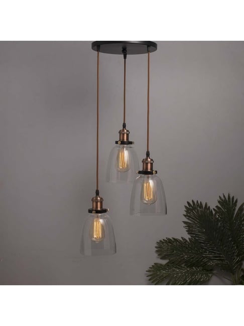 Homesake 3-Lights Round Cluster Black Metal Modern Glass Bell Pendant Light - Set of 1-picture-12