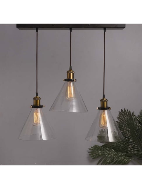 Homesake 3-Lights Linear Cluster Black Metal Modern Glass Cone Pendant Light - Set of 1-picture-37
