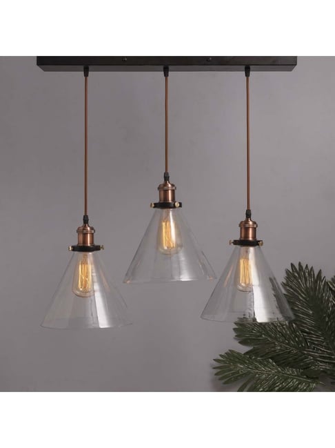 Homesake 3-Lights Linear Cluster Black Metal Modern Glass Cone Pendant Light - Set of 1-picture-17
